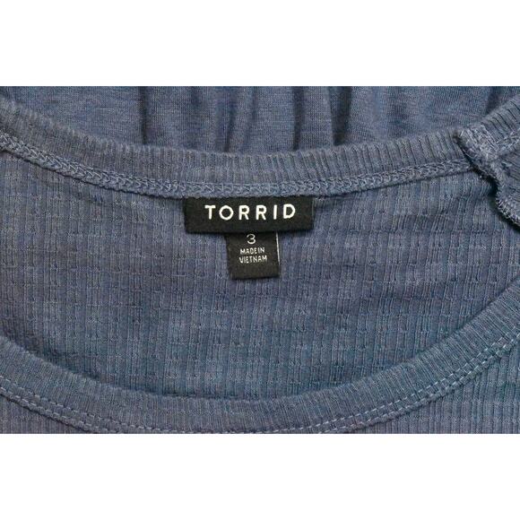 Torrid Blue Plus Size 3 Polyester Blouse - Preowned Flared Long Sleeve Stretch - Picture 8 of 9